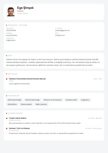 Oyuncu cv indir